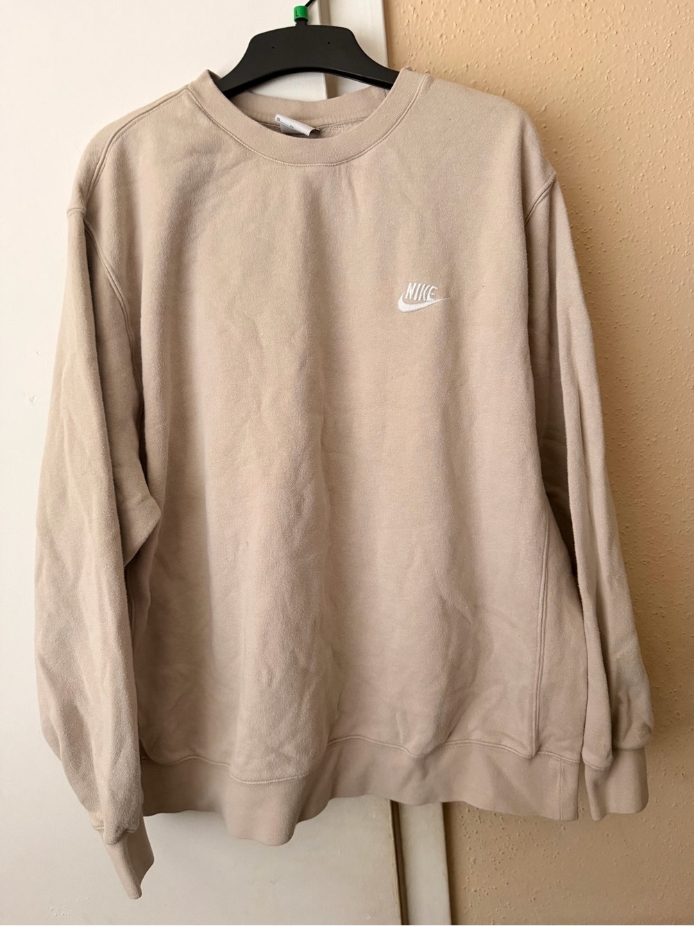 Nike Sweatshirt Mens XL Beige Fleece Pullover Crewneck